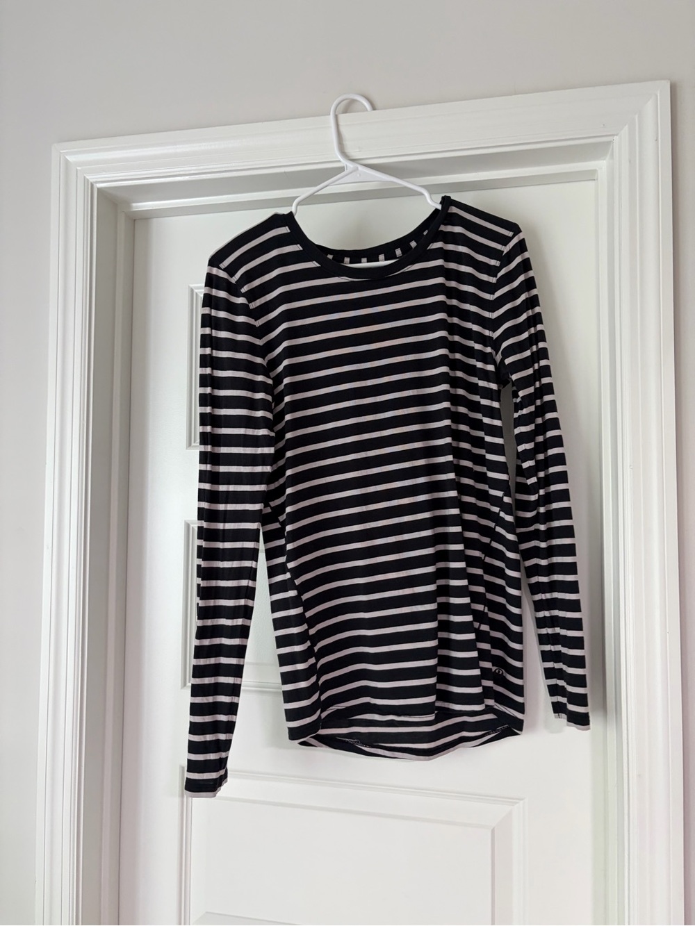 lululemon athletica Black and White Striped Long Sleeve Top